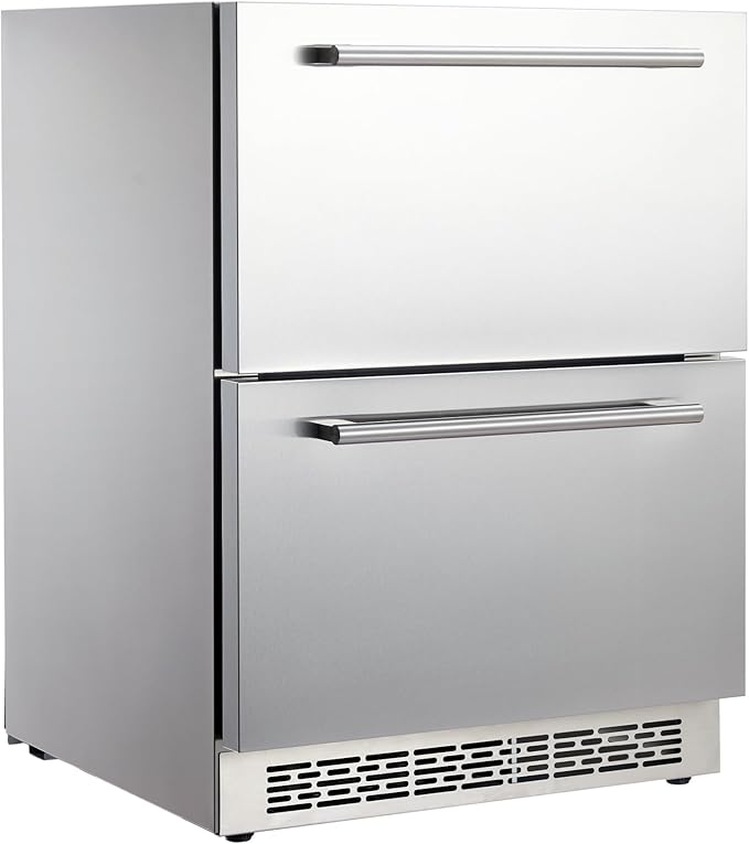24 inch Undercounter Refrigerators with Weatherproof Full Stainless Steel Body, Built-in Beverage Refrigerator for Home and Commercial Use, Stainless Steel Door, Fast Cooling, Low Noise, 37-65 °F