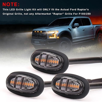 3*ABS 12V 0.6A 6W Black Shell Front Grille Lighting Amber Lamp Replacement New
