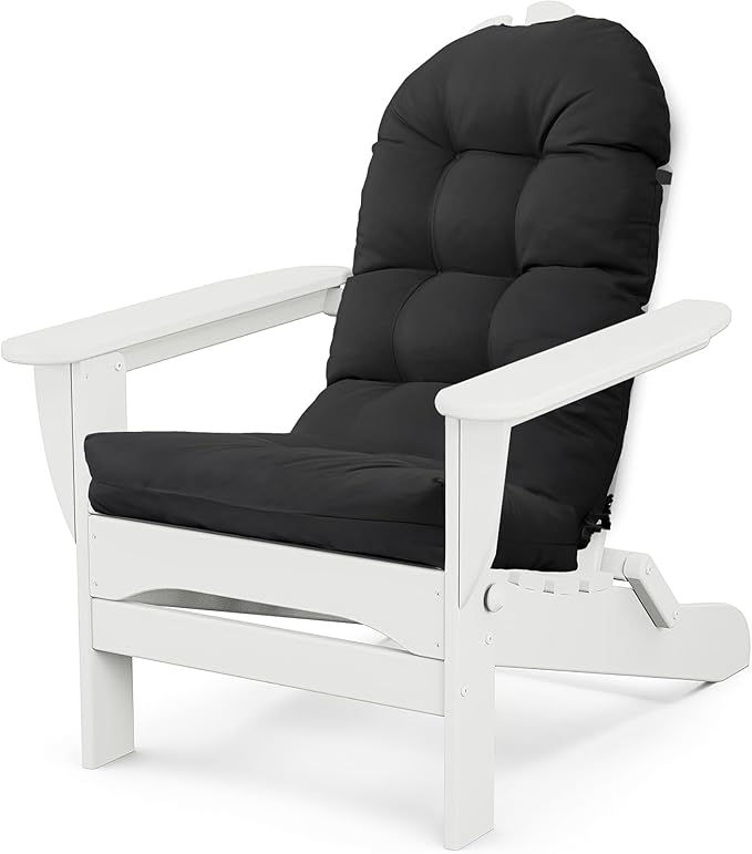 Adirondack Chair Seat Cushion for Outdoor Patio Wicker Porch Furniture | Waterproof cover with straps, PP cotton, high back thick seat pad for adirondack rocking chair lawn indoor outdoor 44x19x4