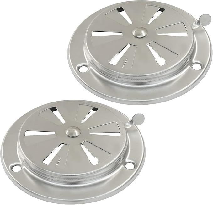 2Pcs BBQ Smoker Air Vent, BBQ Smokestack Damper Smoker Exhaust Stack for Optimal Grill Airflow Control Vent(95mm)