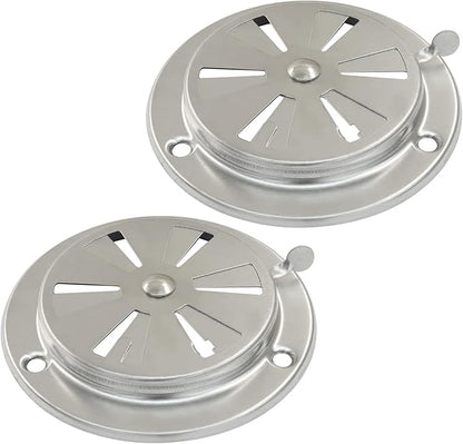 2Pcs BBQ Smoker Air Vent, BBQ Smokestack Damper Smoker Exhaust Stack for Optimal Grill Airflow Control Vent(95mm)