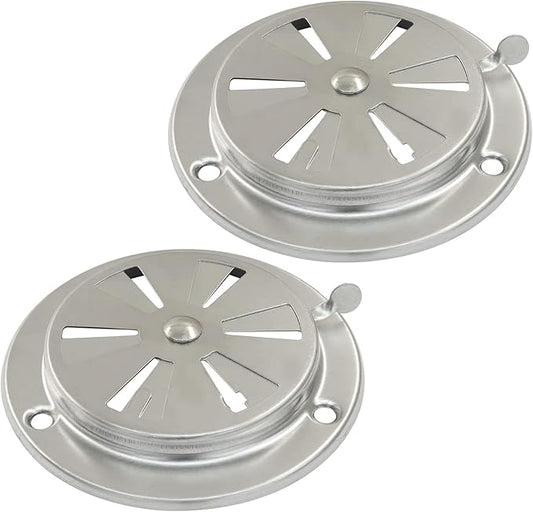 2Pcs BBQ Smoker Air Vent, BBQ Smokestack Damper Smoker Exhaust Stack for Optimal Grill Airflow Control Vent(95mm)