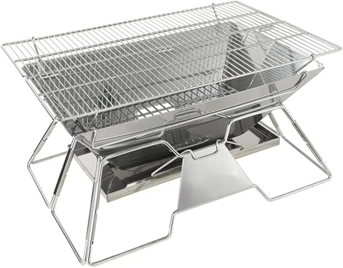Charcoal Grill Folding Campfire Grill Portable Stainless Steel Charcoal BBQ Grill Stove for Outdoor Hiking BBQ BBQ Grill