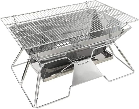 Charcoal Grill Folding Campfire Grill Portable Stainless Steel Charcoal BBQ Grill Stove for Outdoor Hiking BBQ BBQ Grill