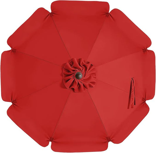 MASTERCANOPY Valance Patio Umbrella 10 ft Replacement Canopy for 8 Ribs-Red Canopy Only