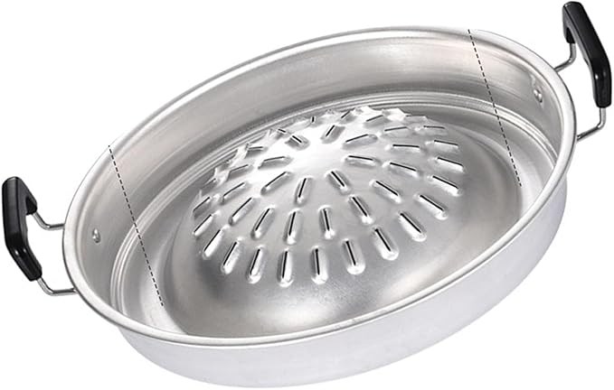 Semme Multifunctional Steak Grill Charcoal Pan 35cm Aluminum BBQ Grill Hot Pot for Family Gatherings Outdoor Picnics (Large)