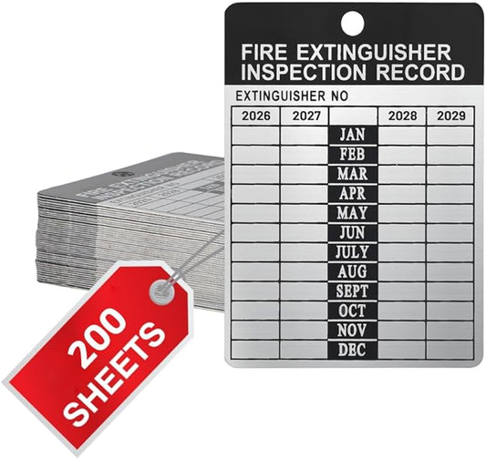 200 Fire Extinguisher Tags – Aluminum Metal Inspection Record Tags 2.2 x 3 Inch (No Zip Ties or Clips) for Monthly Inspections