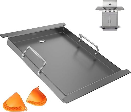 Half Size Griddle Insert for Blaze Grills 3, 4, 5 Burner Natural Gas Grill, Carbon Steel Flat Top Griddle Plate for Summerset Sizzler 32" & 40" and AOG 24'' T Series, RCS 32" Grill, 17.9''L x 14.5''W