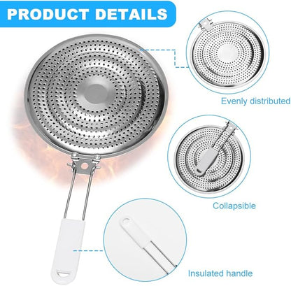Heat Diffuser Plate,Double Layers Stainless Steel Gas and Electric Stove Diffuser Plate with Cool-Touch Handle for Even Heat Distribution, Scorch Prevention and Slow Cooking(COLOR:Silver)