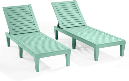 Nestl Sun Tanning Chair - Sage Green Chaise Lounge Chair Outdoor, Lightweight Pool Lounge Chairs Set of 2, Adjustable 5-Position Reclining Lawn Chair, Waterproof Beach Outdoor Lounge Chairs