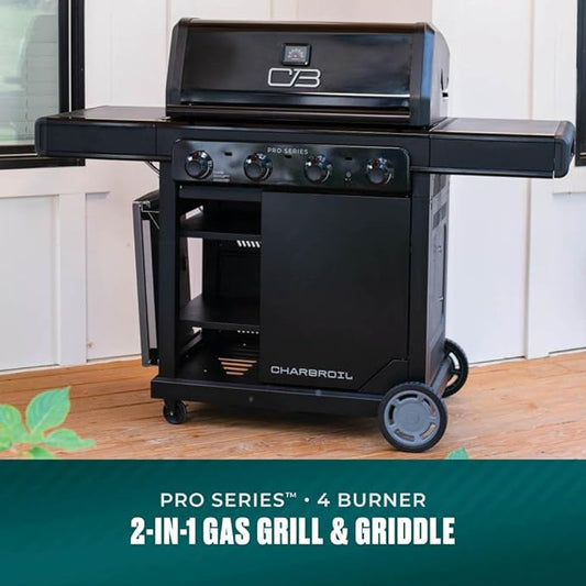 Charbroil Pro Series with Amplifire Infrared Technology 4-Burner Propane Gas Grill and Griddle Cabinet, Black - 463279224