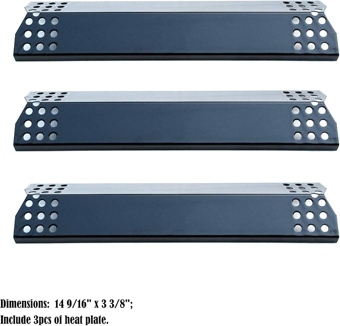 Parts DP129 (3-Pack) Porcelain Steel Heat Shield/Heat Plates Replacement for Sunbeam, Nexgrill, Grill Master, Charbroil, Kitchen Aid, Members Mark, Uberhaus Gas Grill Models