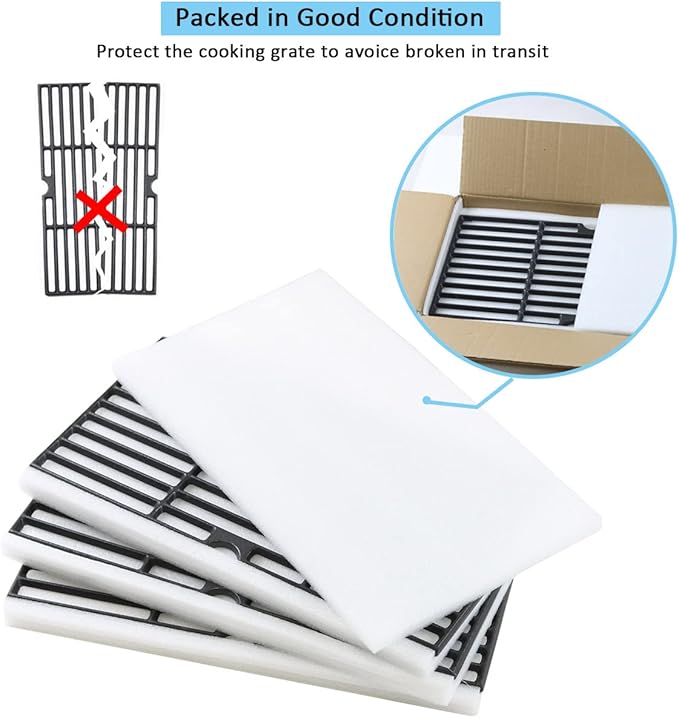 463343015 Grill Grates for Charbroil Advantage 463344015 463344116 463343819 463371116 4 Burer Grill, Cast lron Cooking Grate for Char Broil Gas2Coal 463340516 463370519 G421-0008-W1 Replacement Parts