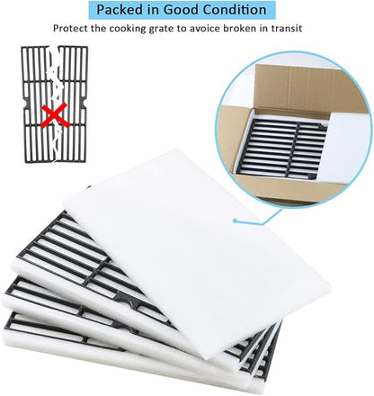 463343015 Grill Grates for Charbroil Advantage 463344015 463344116 463343819 463371116 4 Burer Grill, Cast lron Cooking Grate for Char Broil Gas2Coal 463340516 463370519 G421-0008-W1 Replacement Parts