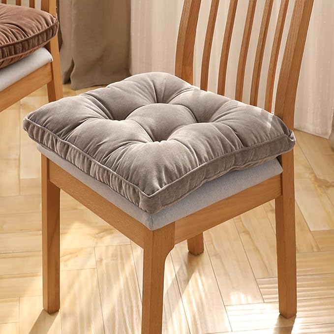 Tiita Chair Cushions 18x18 Inch, Square Seat Pad with Ties, Dining Chairs Cushion for Kitchen Set of 2, Grey