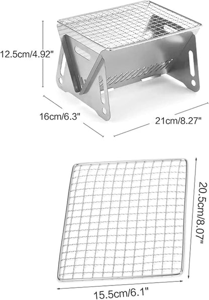 BBQ Grill Outdoor Charcoal grills Outdoor Barbecue Grill Folding Card Stove Stainless Steel Convenient To Use Gift For Home Kitchen Camping Picnic Lover