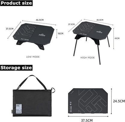 HZGAMER Folding Camp Table, 2 in1 Adjustable Height(16 inch/4 inch) Foldable Camping Desk, Outdoor Camping Table Picnic Table for Cooking, Beach, Hiking, Travel, Fishing, BBQ