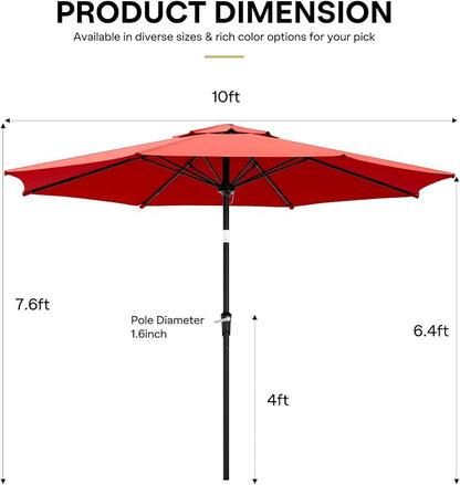Sannwsg Outdoor Patio Umbrella,Table Umbrella with Push Button Crank,Market Umbrella with 8 Sturdy Ribs,Yard Umbrella