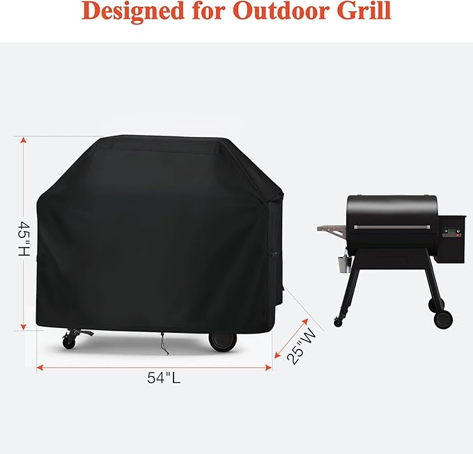 TheElves Grill Cover for Traeger Ironwood 885 TFB89BLFC, 54" Outdoor Grill Covers Waterproof Heavy Duty for Outdoor Pellet Grill and Smoker - 54" W x 25" D x 45" H