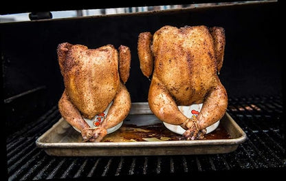 onlyfire 2 Pack (Large+Small) Ceramic Chicken Roaster Rack, Beer Can Chicken Stand Vertical Poultry Chicken Holder for Oven or Grill Barbecue Accessories, Like BGE Kamado Grill, Ovens, Smokers