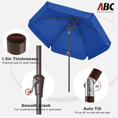 ABCCANOPY 7.5ft Scalloped Patio Umbrella, Outdoor Table Umbrella with Tilt and Crank, Fiberglass Ribs Deck Umbrella for Patio, Pool, Garden, Picnic (Royal Blue)