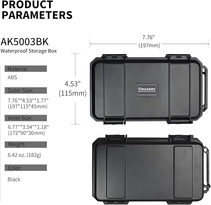 Harnds Waterproof Box Mini Hard Case Small Dry Box Waterproof Storage Case for Outdoor Sports Survival Equipment EDC Tools