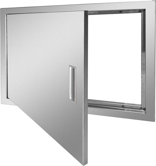 Outdoor Kitchen Door 27" W x 20" H Stainless Steel BBQ Single Access Door Flush Mount Vertical Wall Doors with Handle Suitable for Grilling Station Outside Cabinet Outdoor Kitchen