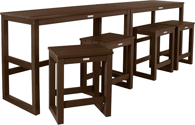highwood Monroe 6-Piece Counter Height Modern Balcony Set, 2 Tables and 4 Stools, Weathered Acorn