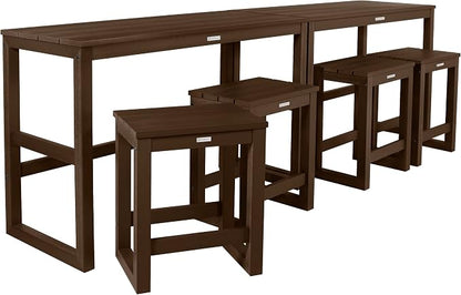highwood Monroe 6-Piece Counter Height Modern Balcony Set, 2 Tables and 4 Stools, Weathered Acorn