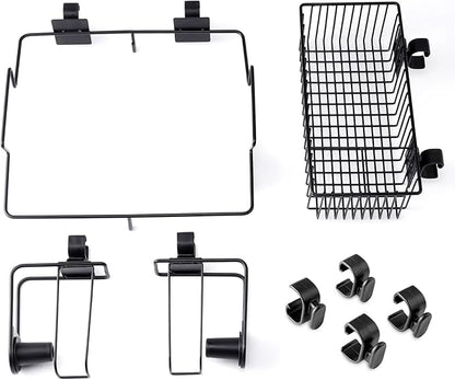 Organizer Kit for Weber Grills Includes Paper Towel Holder Garbage Bag Holder Condiment Caddy and Four Tool Hooks, Grill Accessories for Weber Side Rail