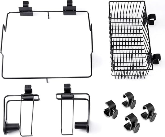Organizer Kit for Weber Grills Includes Paper Towel Holder Garbage Bag Holder Condiment Caddy and Four Tool Hooks, Grill Accessories for Weber Side Rail