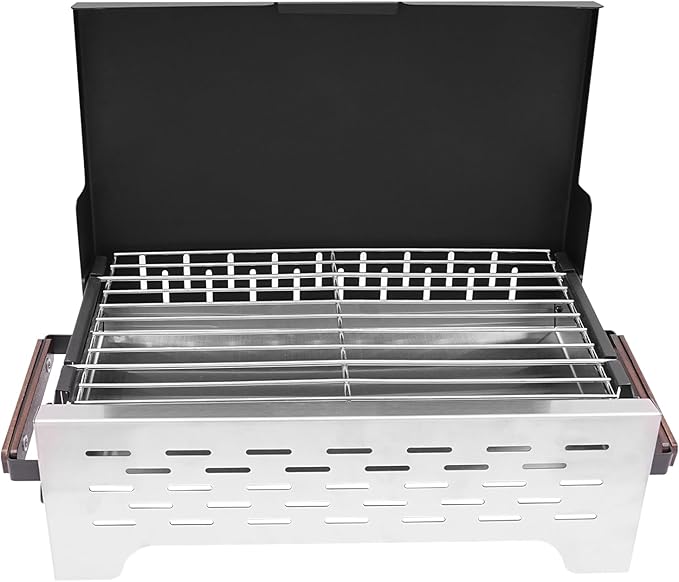 Portable Charcoal Barbecue Grill, Foldable Barbecue Grill, Suitable For Outdoor Cooking, Camping, Picnics And Backyards, Heavy-Duty Stainless Steel And Iron Structure, Windproof Design
