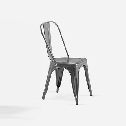 AC Pacific 18 Inch Seat Height Industrial Metal Dining Chairs, Stackable Kitchen or Bar Seat, Durable Modern Design, Versatile Accent Furniture, Set of 2, Grey