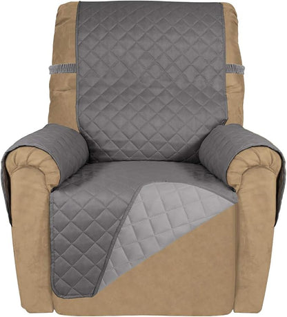 PureFit Reversible Recliner Chair Covers Couch Covers for Dogs, 19 in | Gray/Light Gray, Water Resistant Couch Protector, Washable Pet Couch Cover with Non Slip and Elastic Straps For Kids
