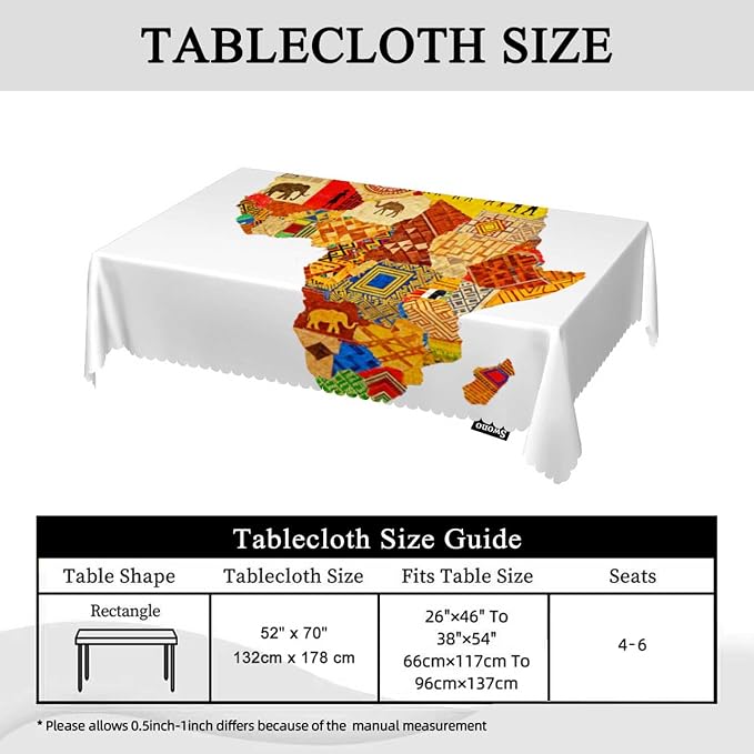 Swono Africa Map Tablecloths Vintage Africa Map with Countries Kitchen Dinning Table Cloth Tabletop Decoration, Polyester Table Cover for Indoor Outdoor 50x72 Inch Tablecloth