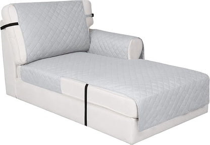 Easy-Going Reversible Chaise Lounge Couch Cover Water Resistant Sofa Cover Sectional L Shaped Sofa Slipcover with Adjustable Straps Furniture Protector for Dogs (115X34 in, Light Gray/Light Gray) | Machine Washable Slipcover For Dogs, Water Resistant F...