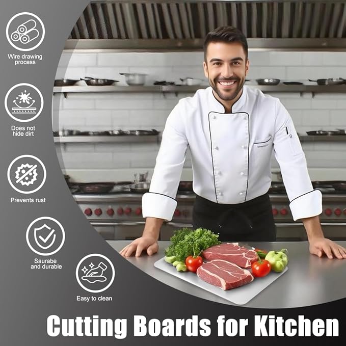 Titanium Cutting Board - Dishwasher Safe, Double Sided Non-Slip Titanium Cutting Boards for Kitchen, Durable & Easy to Clean & Odor Resistant, For Kitchen, Camping, BBQ (Large)