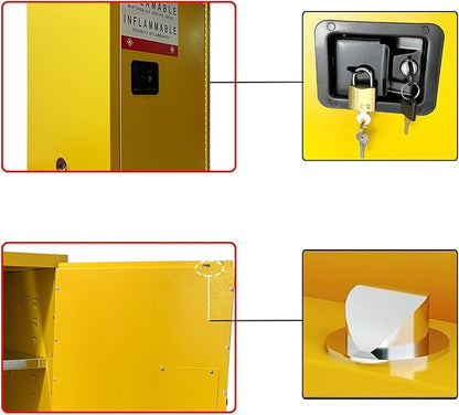 Flammable Safety Storage 23" x 18" x 35.3" Industry Hazardous Cabinet | 24 Gal Fireproof Safe, Manual Closing Doors, Double-Wall Steel, 2 Adjustable Shelves, OSHA Compliant, For Gas Liquid Fuel