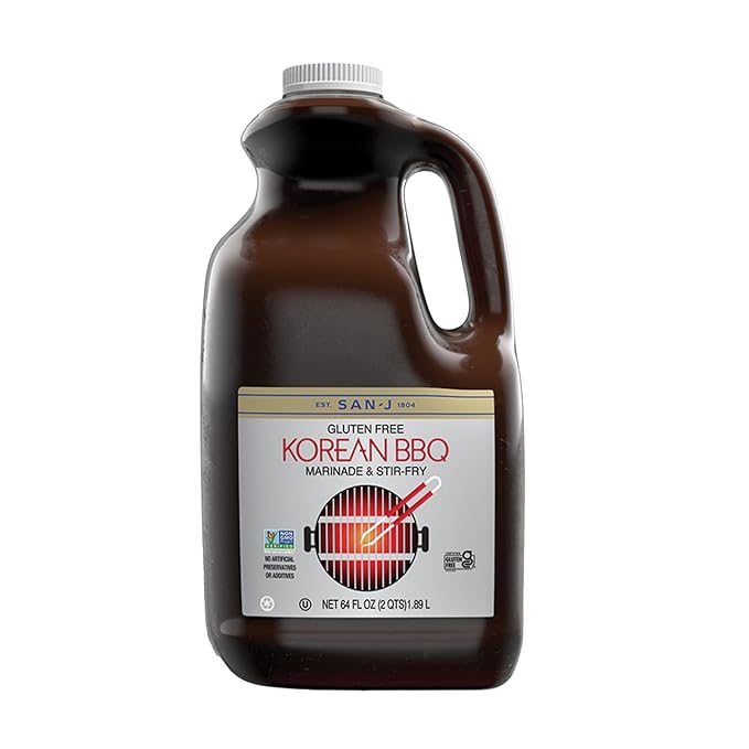 San-J - Gluten Free Korean BBQ Sauce - Bold and Savory Sauce for Cooking - Non-GMO - 64 oz. Container