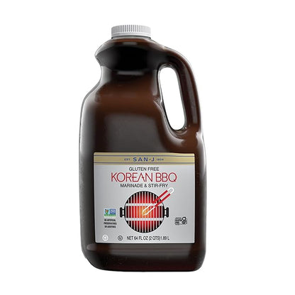 San-J - Gluten Free Korean BBQ Sauce - Bold and Savory Sauce for Cooking - Non-GMO - 64 oz. Container