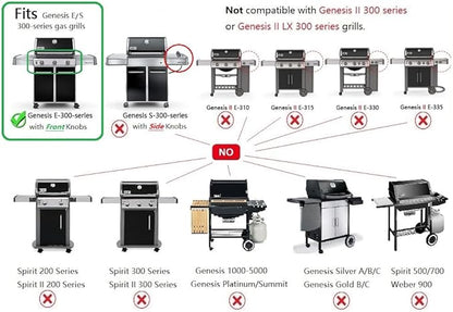 Hongso Replacement Parts for Weber Genesis 300 Series E & S 310 320 330 EP310 EP320 Gas Grills (with Front Control 2011-2016), 19.5 inch Grill Grates 7524 7528, 17.5 inch Flavorizer Bars 7620 7621