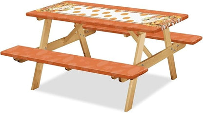 Elastic Fitted Table Cloth for Camping Party Supplies with Elastic Band Thanksgiving Print Camping Essentials Accessories Fitted Outdoor Tablecloth