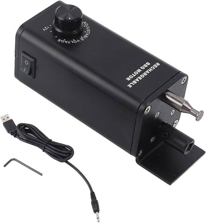 Fabater Rotisserie Motor, 3-12V 10W Variable Speed Rotisserie Spit Motor, Universal Electric Grill Rotisseries Kit with On/Off Switch, Can Hold Up to 40 Pounds for BBQ Meat Forks Grill