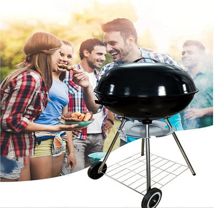 Portable Charcoal BBQ Grill Outdoor Grilling with Lid Kettle Grill Enamel Picnic Patio Backyard Camping Cooking Grate for Chicken Steak,A-1