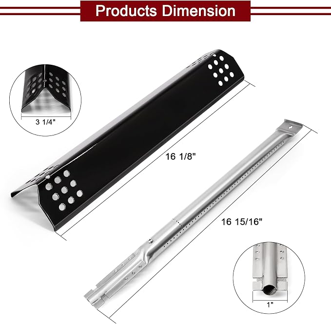 Hiorucet Grill Parts for Kitchen Aid 720-0954 720-0954L 720-0954A 720-0733 720-0733A 730-0733 730-0733A 740-0780 750-0780 740-0781, Heat Plates Grill Burners Igniters for Kitchen Aid 4 Burner Grill