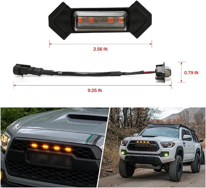 Grill Light For Tacoma TRD Pro 2016 2017 2018 2019 2020 2021 2022,Smoked Shell Amber LED Front Grille Lights with Wire Harness And Fuse