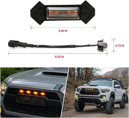 Grill Light For Tacoma TRD Pro 2016 2017 2018 2019 2020 2021 2022,Smoked Shell Amber LED Front Grille Lights with Wire Harness And Fuse