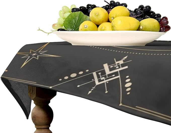 Vintage Sun Tablecloth Boho Celestial Star Magical Galaxy Space Moon Phases Table Cloth Water Resistant Wipeable Table Cover for Farmhouse Picnic Party Holiday Kitchen Dinner Table 60"x90"