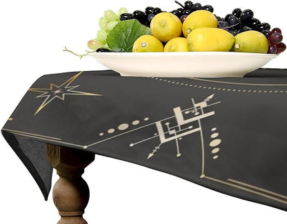 Vintage Sun Tablecloth Boho Celestial Star Magical Galaxy Space Moon Phases Table Cloth Water Resistant Wipeable Table Cover for Farmhouse Picnic Party Holiday Kitchen Dinner Table 60"x90"