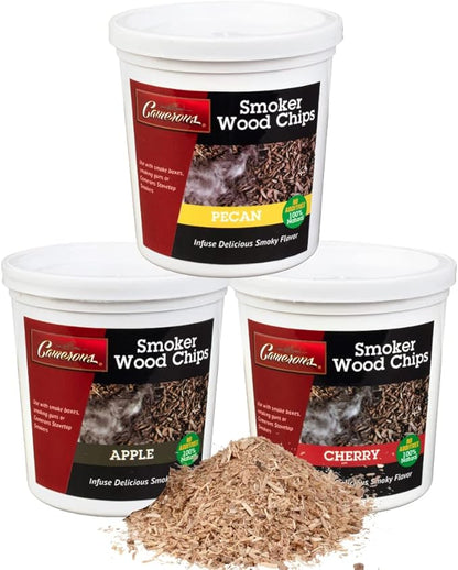 Camerons All Natural Extra Fine BBQ Wood Chips, 3 Pack - Apple, Cherry, Pecan (3 Pints, 0.473L ea) - Kiln Dried Sawdust Shavings for Smoking Guns, Smokers, Smoke Boxes - Barbecue Grilling Gift Set